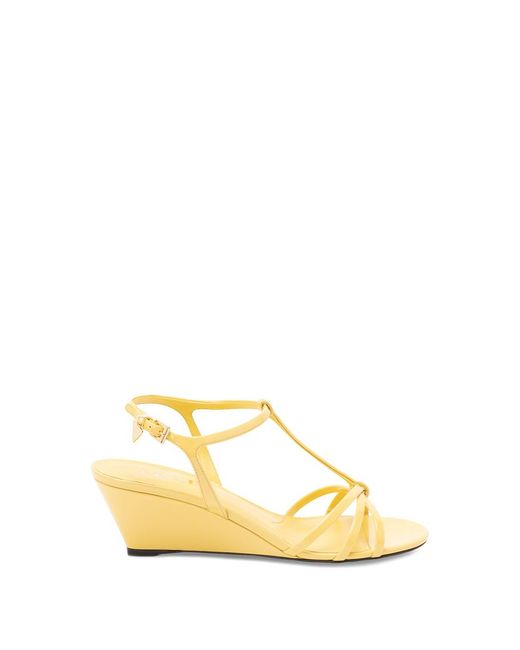 Prada Metallic Patent Leather Wedge Sandals