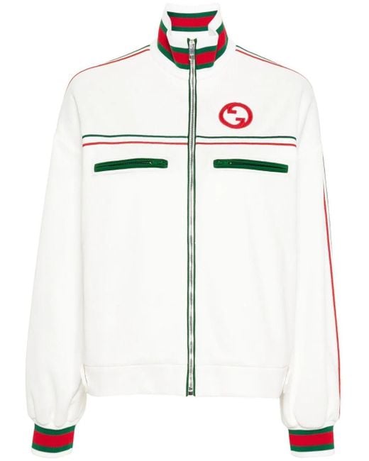 Gucci White Web-stripe Technical-jersey Jacket