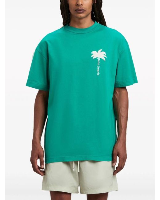 Palm Angels Green Palm Logo T-shirt for men