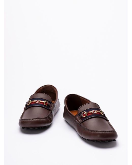 Loafers With `Web` di Gucci in Brown da Uomo