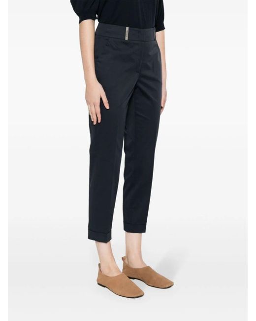 Peserico Blue High-waist Cropped Trousers