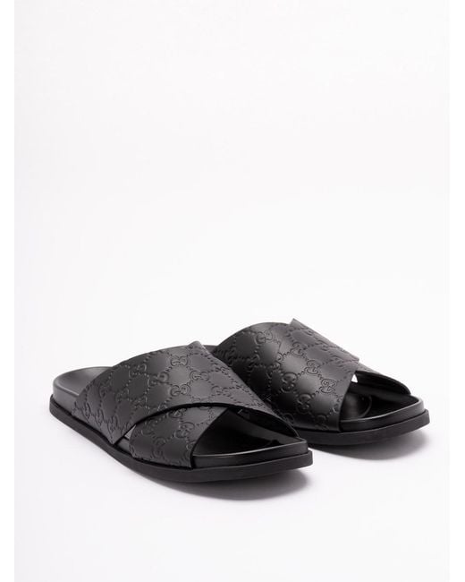 Gucci Black 'Gg' Criss-Cross Sandals for men