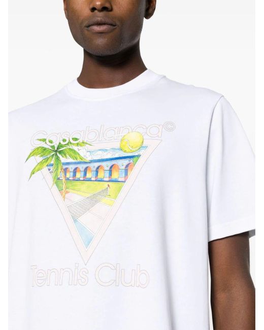 Casablancabrand White Tennis Club Icon Screen Printed T-shirt Clothing
