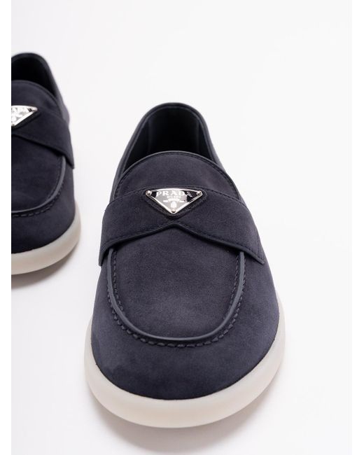 Prada Blue Suede Loafers for men