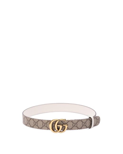 Gucci White `Gg Marmont` Reversible Belt