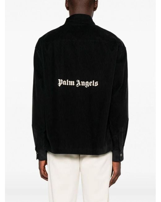 Palm Angels Black 'Classic Logo' Cord Overshirt for men