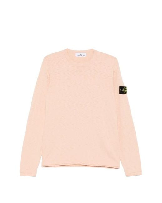 Stone Island Pink Crew Neck Classic Sweater for men