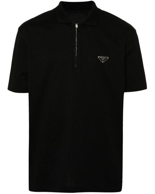 トップス prada black triangle logo polo shirt Prada Triangle-logo Cotton Polo Shirt in Black for Men | Lyst