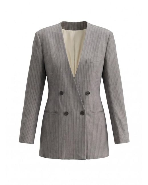 Alberta Ferretti Gray Double-Breasted Blazer