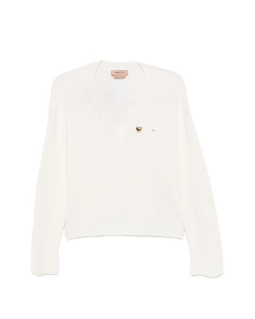 Twinset White Round Neck Sweater