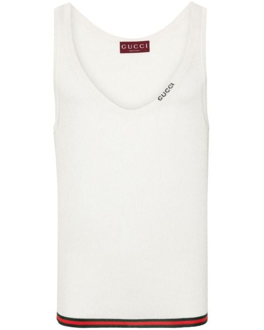 Gucci Ribbed-Knit Silk Tank Top in White for Men | Lyst