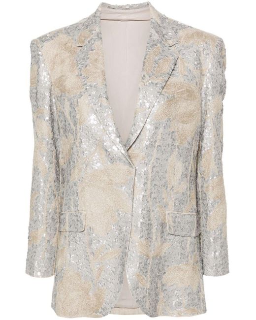 Brunello Cucinelli White Single Breast Linen Over Jacket