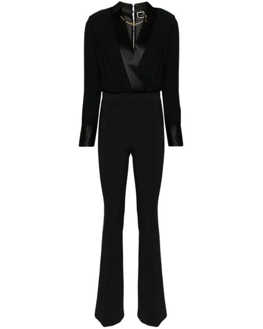 Elisabetta Franchi Logo-chain Crepe Jumpsuit in Black | Lyst