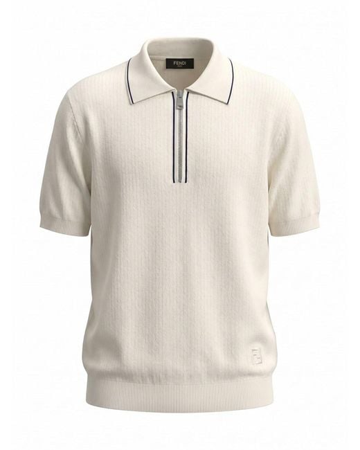 Fendi White Polo Zip for men