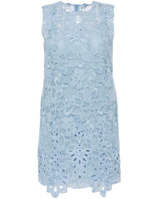 Ermanno Scervino Blue Corded-Lace Mini Dress