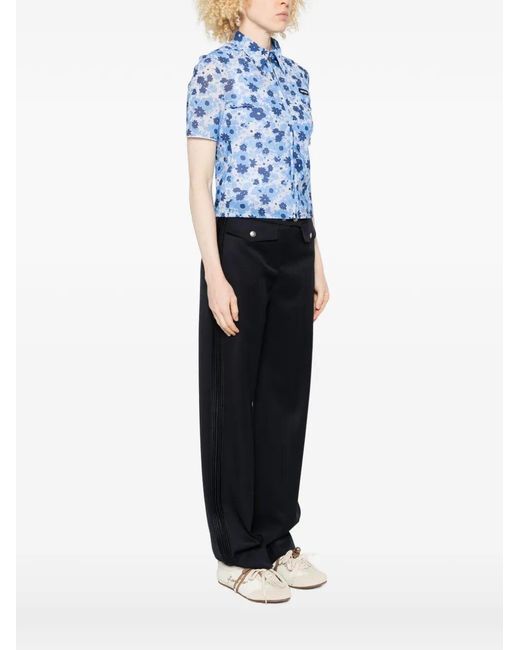 Miu Miu Blue Cropped Printed Shirt