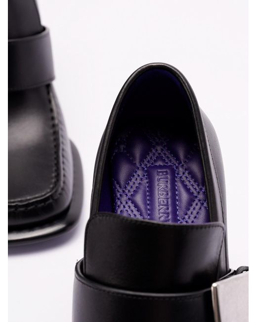 Burberry Black `London Shield` Heeled Loafers