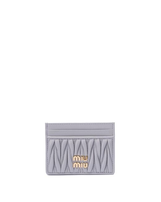 Miu Miu White Matelassé Nappa Leather Card Holder