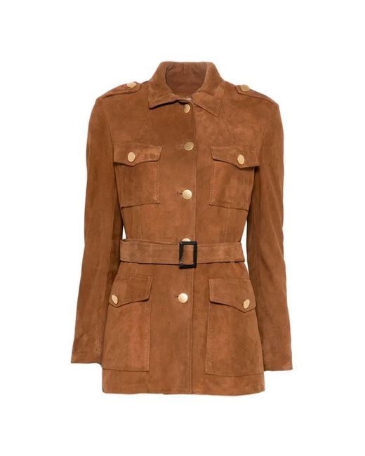 Tagliatore Brown Leather Jacket