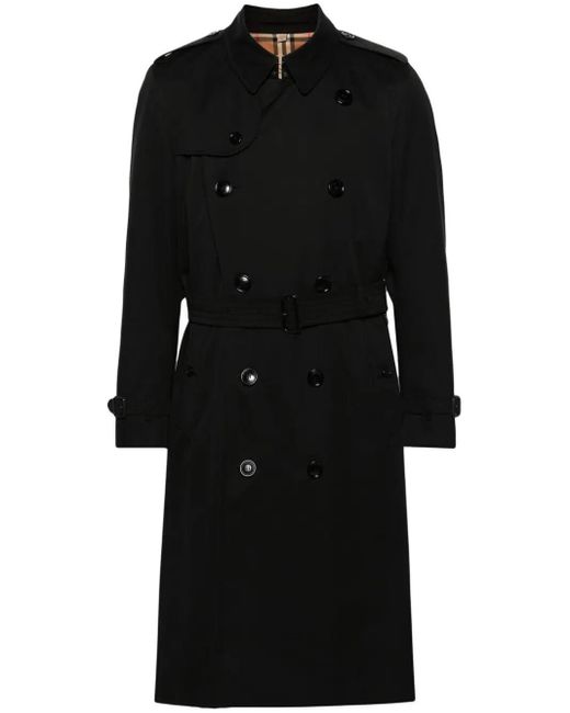 Burberry Black Heritage Kensington Belted Trench Coat for men
