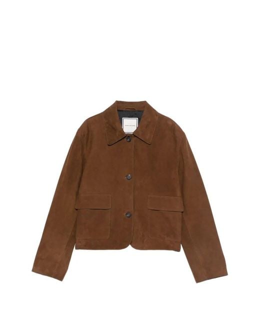 Tagliatore Brown Leather Jacket