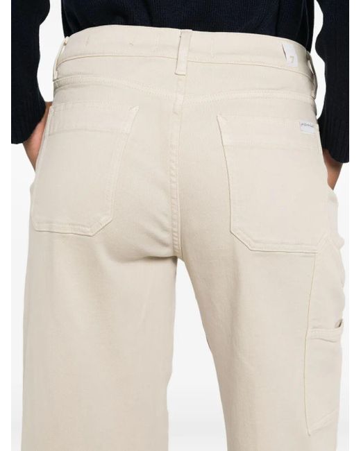 7 For All Mankind White 'Lotta Trouser Creme With Carpenter Details' Jeans