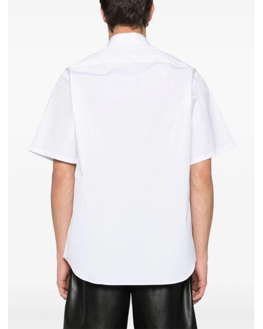 Prada White Triangle Enamel Logo Shirt for men