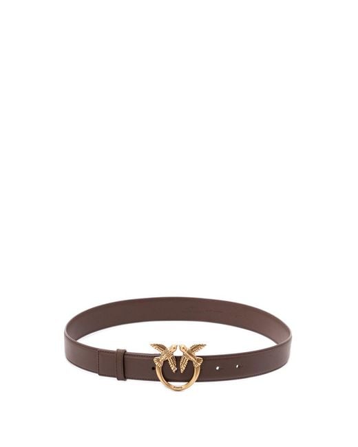 Pinko Brown 'Love Birds' Leather Belt