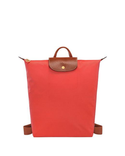 Longchamp Red 'Le Pliage Original' Medium Backpack