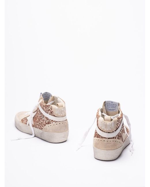 Golden Goose Deluxe Brand White `Mid Star Glitter` Sneakers