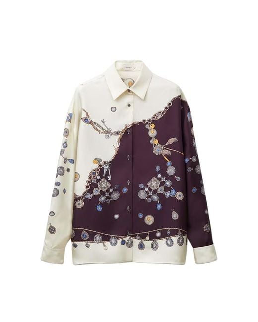 Versace White Silk Twill Print Shirt