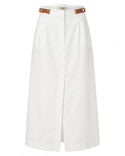 Fendi White 'New Linen' Skirt