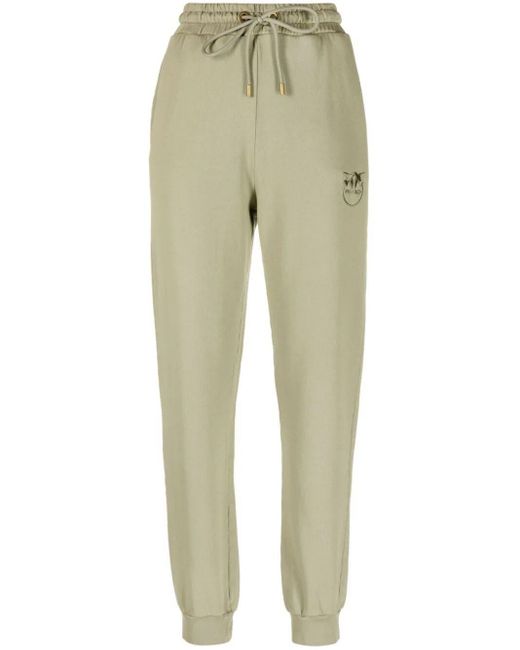 Pinko Natural Love Birds Embroidered Cotton Track Pants