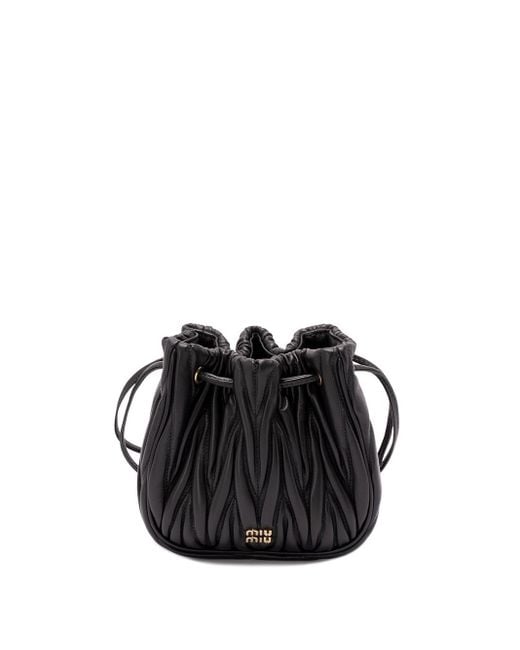 Miu Miu Black 'Matelassã' Nappa Leather Pouch