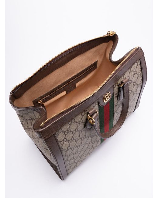 Gucci Brown `Ophidia Gg` Medium Tote Bag