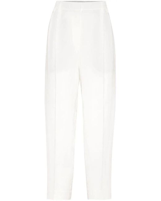 Brunello Cucinelli White High-waist Cropped Trousers