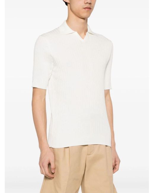 Brunello Cucinelli White Polo Sweater for men
