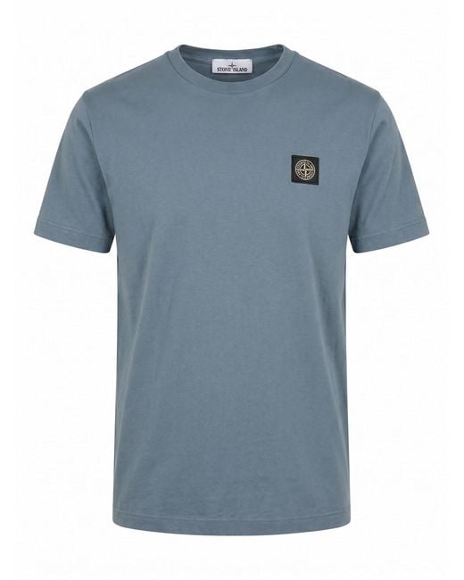 Stone Island Blue Cotton Jersey Garment Dyed T-Shirt for men