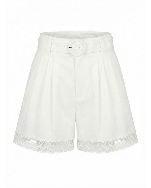Twinset White Shorts With Macrame And Belt
