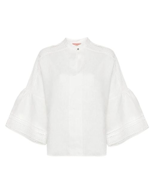 Ermanno Scervino White Lace-trimmed Linen Blouse