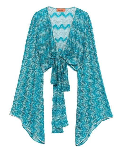Missoni Blue 'Zig Zag' Lamé Viscose Crop Top