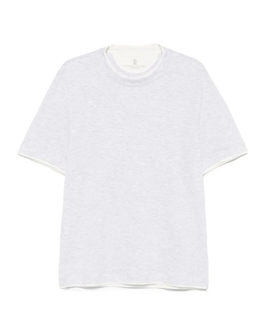 Brunello Cucinelli White T-Shirt With Faux-Layering for men