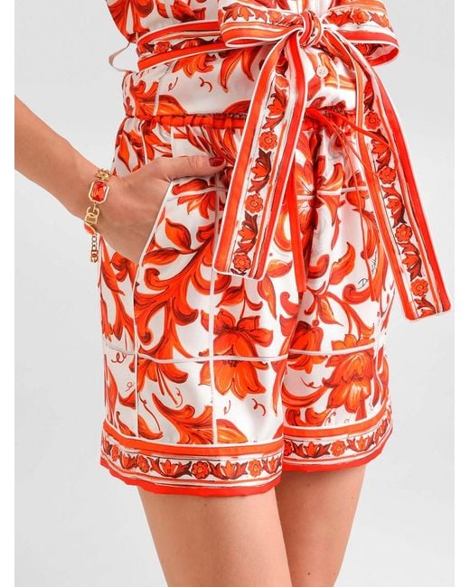 Dolce & Gabbana Red Dolce & Gabbana Maiolica-Print Shorts