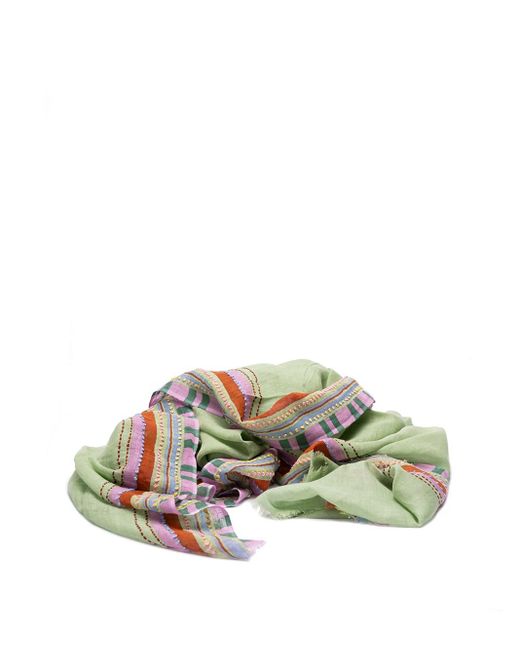Altea Green Printed Stole With Embroidery for men