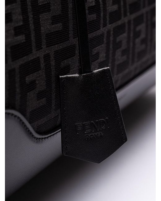 Fendi Black `Jacquard Ff 19` Medium Duffle Bag for men