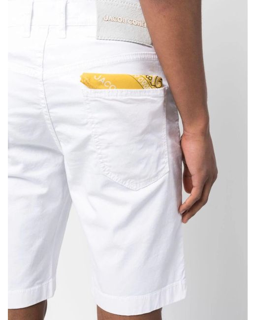 Jacob Cohen White Contrasting-pocket Denim Shorts for men
