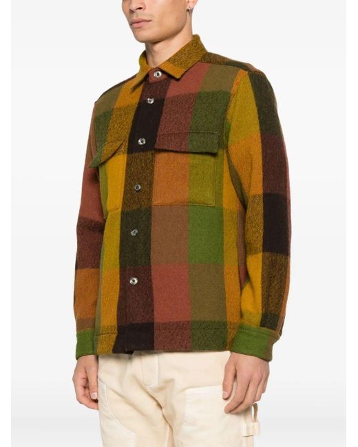 Xacus Green Wool Check Overshirt for men