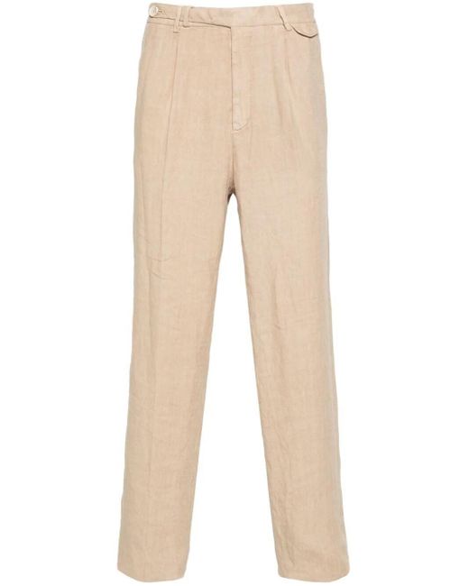 Brunello Cucinelli Natural Tapered Linen Chinos for men