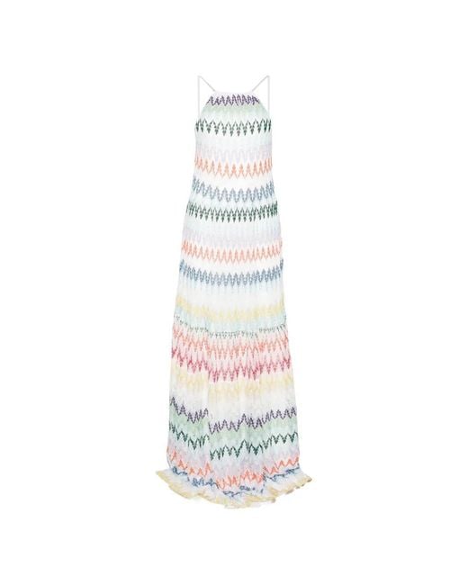 Missoni White Maxi Striped Sleeveless Dress