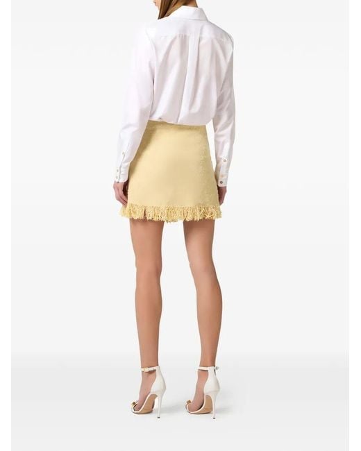 Elisabetta Franchi White Double-Collar Logo-Embroidered Shirt